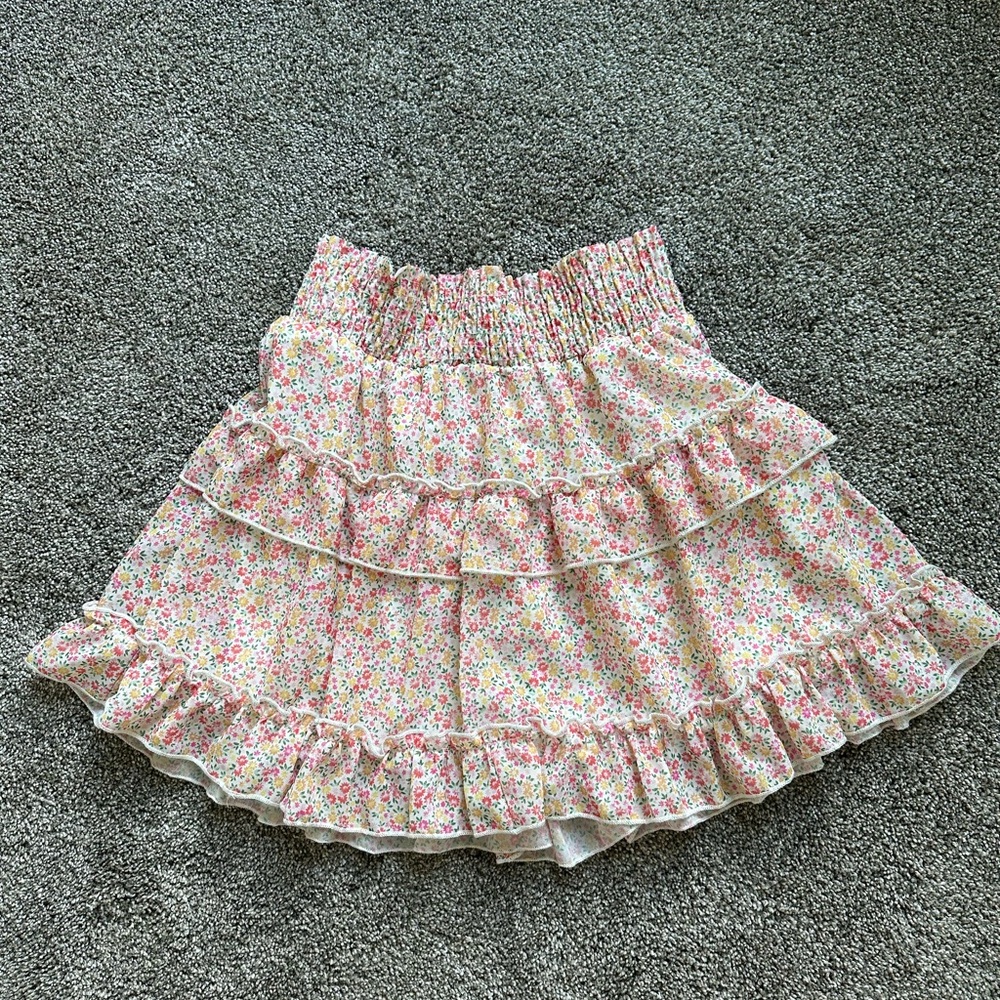 Altar'd State Pink Smocked Skater Mini Skirt